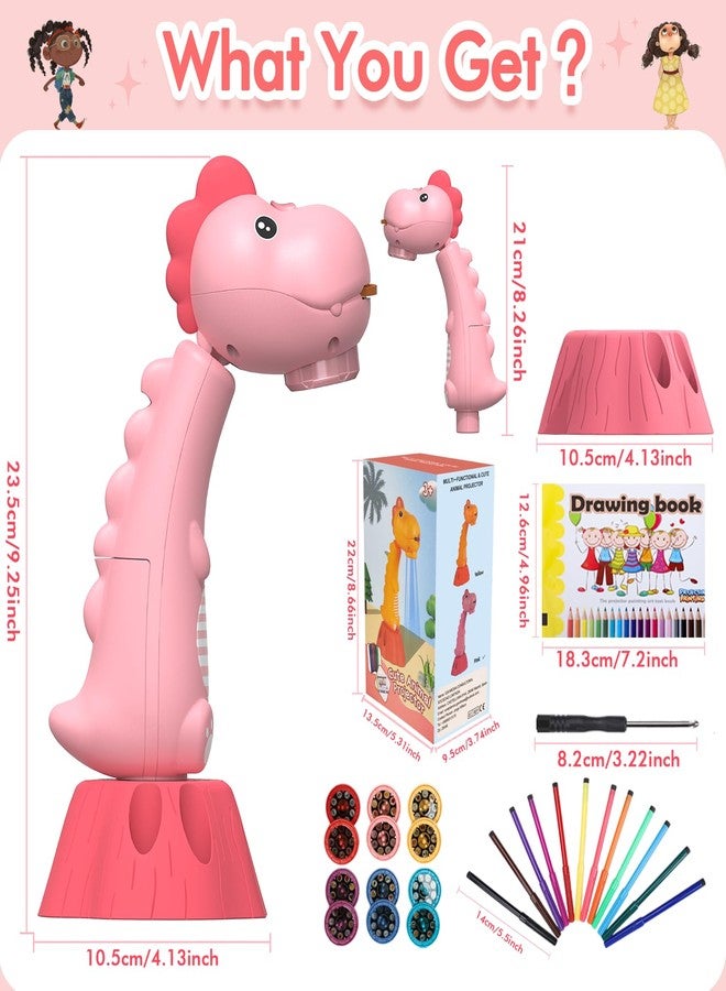 MFEESYOB Drawing Projector for Kids,Tracing and Drawing Projector with 96 Slide Cartoon Patterns and 12 Color Brushs,Smart Art Sketcher Projector for 3+ Year Old Girls & Boys（Pink） - Image 5